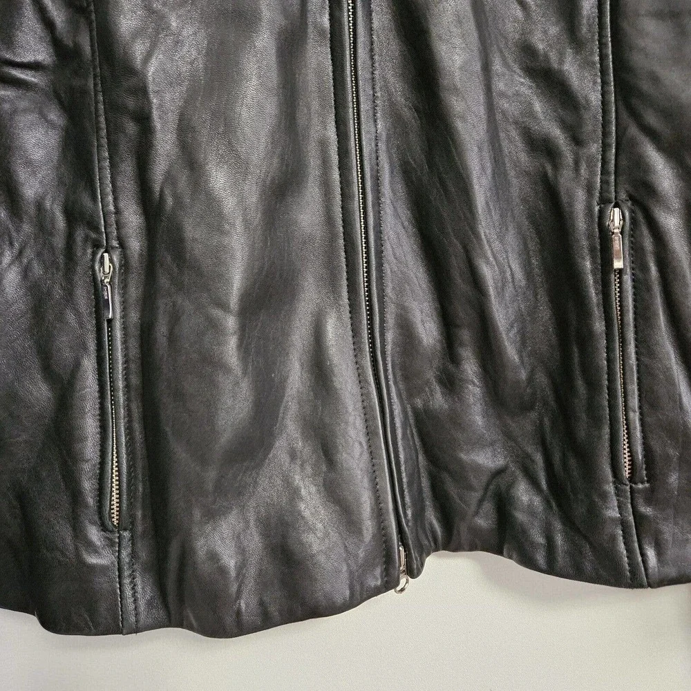 Vtg Casual Corner Leather Jacket Women’s Buttery Soft Sz M Zip Black Lined - Picture 6 of 11